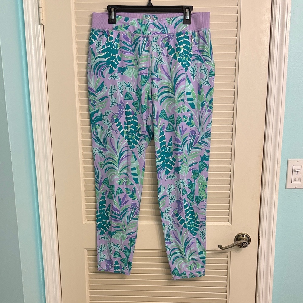 Lilly Pulitzer Luxletic Run Around Pant Purple Iris On The Chase Size Large - Picture 5 of 8